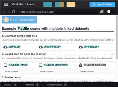 Flatfile demo of multi-file upload