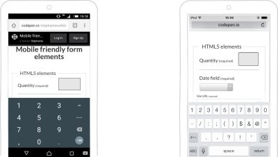 On the left, Android’s keyboard, and on the right, the iOS keyboard with numbers.