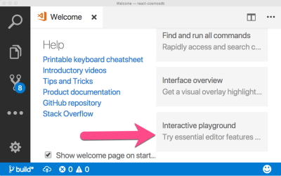 The Interactive Playground section on the VS Code Welcome Page.