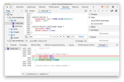 No need to keep track of your changes: Devtools does it for you, with the “Changes” pane.