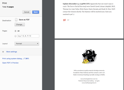 Felix the cat, hidden in a print stylesheet.