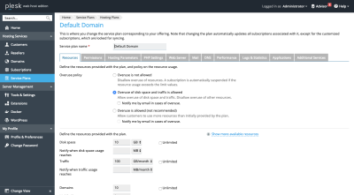 Plesk server configuration