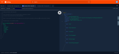 GraphQL playground for testing the generated Headless CMS GraphQL API.