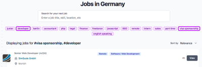 Job searching on Arbeitnow