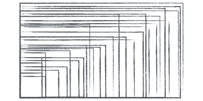 Multiple overlapping rectangles illustrating a high amount of different viewport sizes