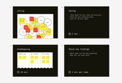 Slide examples for conducting a rainstorming workshop according to Walt Disney's Strategy