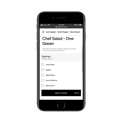 Uber Eats “Add to Order” button