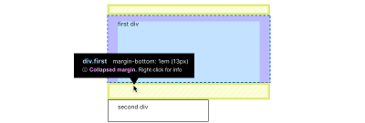 A mockup of element overlay with collapsed margin