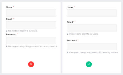 Visually grouped labels simplify the perception of a form