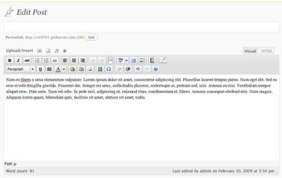 A screenshot of Wordpress WYSIWYG