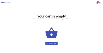 Screenshot of empty cart page