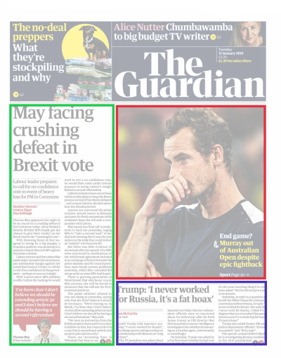 Modular layout in The Guardian newspaper