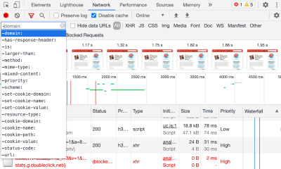 Examples of commands for filtering