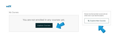 The “Explore Courses” buttons on edX