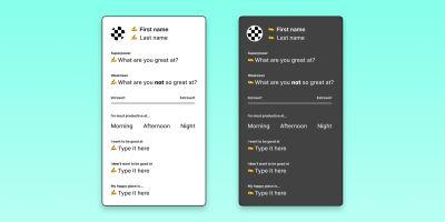 A screenshot of the Team trading cards in Figma