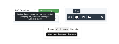 Example tooltips from GitHub, Whimsical, and Notion