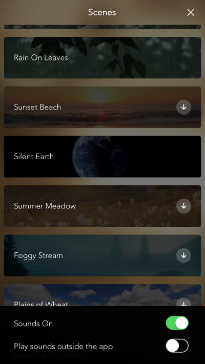 Screenshot of the Calm app