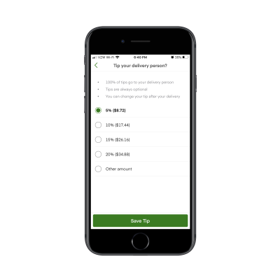 Instacart users can customize delivery tip on big orders