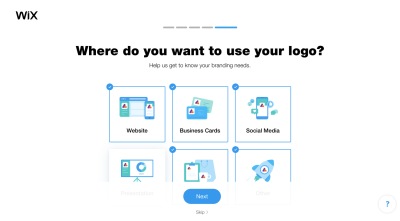 Wix Logo Maker questionnaire - logo placement