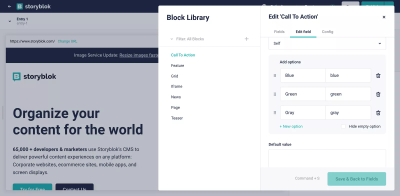 A screenshot of the Storyblok CMS