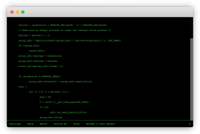 A screenshot of Hacker Typer site with green-on-black design.