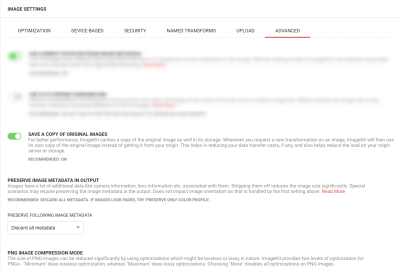 ImageKit advanced optimization settings