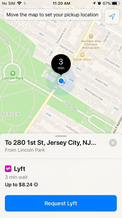 Large items catch the eye and appear more important than smaller ones. The “Request Lyft” button will capture user attention.