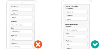 example of visually grouped forms