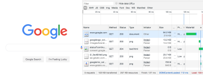 DevTools showing only 5 network requests