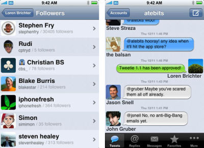 Screenshots from Twitter with a list of followers and a feed with many tweets.