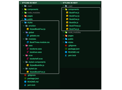 A screenshot of the initial changes made to the demo repository styles and components directory