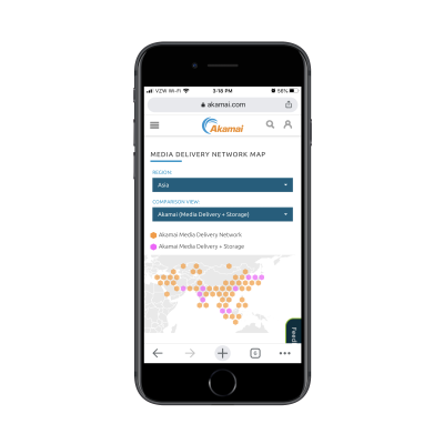 Akamai media delivery network map - Asia region