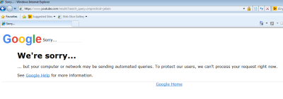 Screenshot of Google “Sorry, your computer may be sending automated queries. We can't process your request”