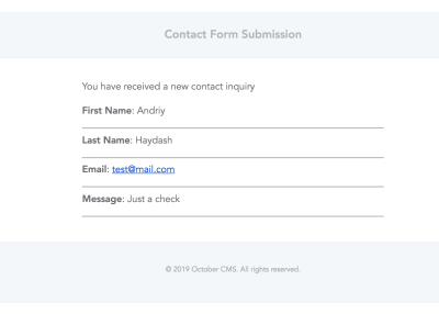 Contact form submission email