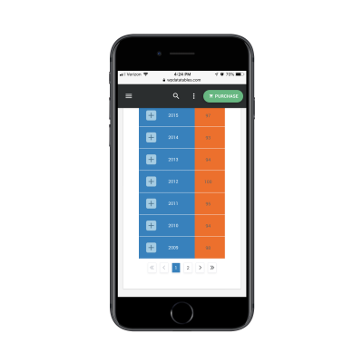 Responsive table pagination