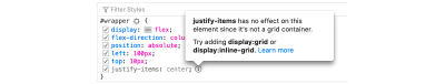 An example of an inactive CSS tooltip warning