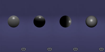 A screenshot set displaying ambient, point, directional, and spot light sources.