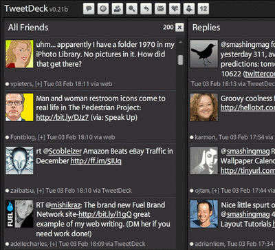 A screenshot of TweetDeck