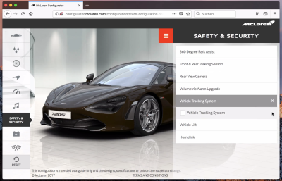 McLaren’s car configurator