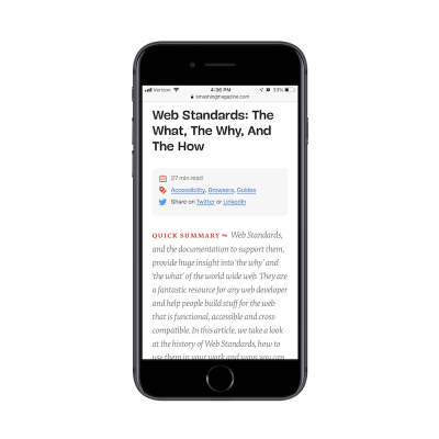 Easy reading on Smashing Magazine