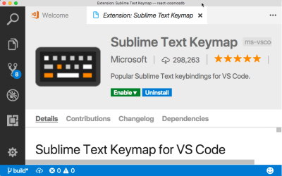 Sublime Keymap extension for VS Code.