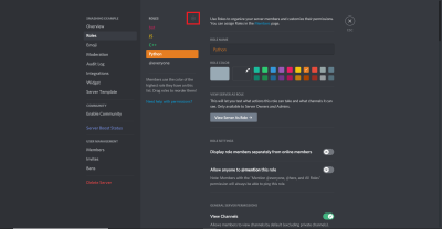 Creating roles in Discord