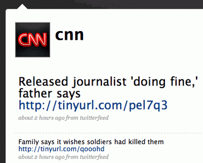 A screenshot of CNN promoting a tweet.