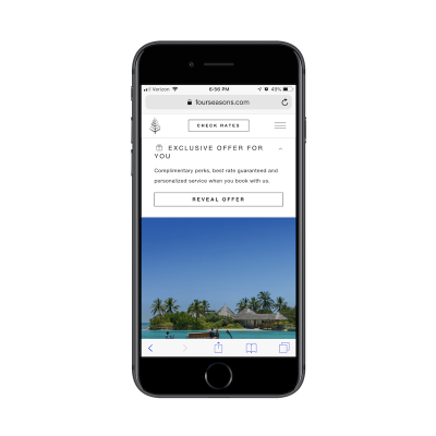 Interactive pop-up expands on mobile Four Seasons