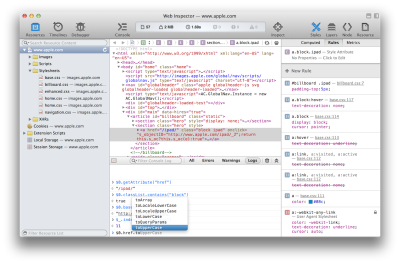 Screenshot of Safari Web Inspector