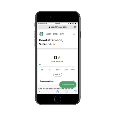 Starbucks rewards PWA