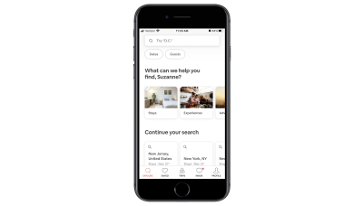 Airbnb app home page