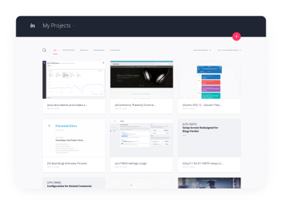 A variety of screens in Liferay’s 'My Projects' InVision dashboard