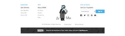 Black-and-white illustrated mascots on BarkBox website.