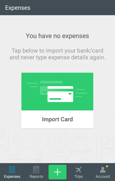 The empty state in Expensify reassures users by telling them how to get started.